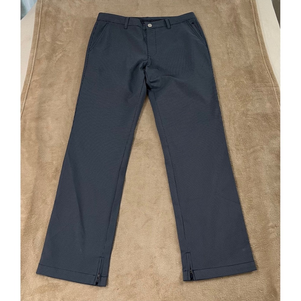 Bonobos Maide Golf Pants Men size 33x32 Straight Leg Houndestooth blue polyester